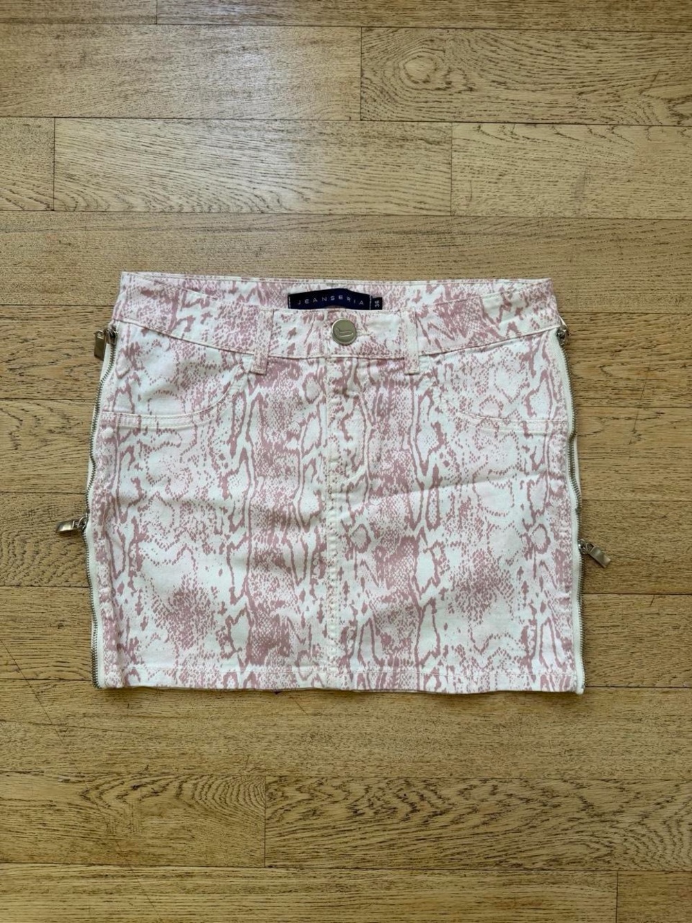 Y2K Animal Print Jeanseria Pink Snakeskin Mini Skirt